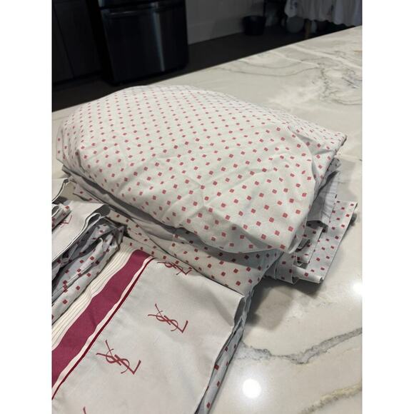 Yves Saint Laurent Queen Sheet Bed Set YSL Vintage 1979 Gray Utica Bedding - Picture 3 of 6